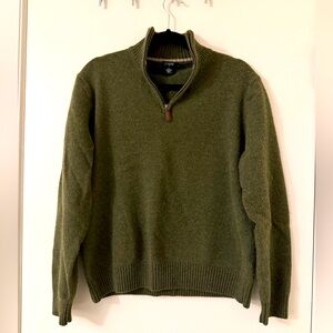 Men’s J.Crew Quarter-Zip in Olive Green - 100% Wool
